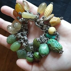 Stephen dweck 925 gemstone charm bracelet sterling silver jade